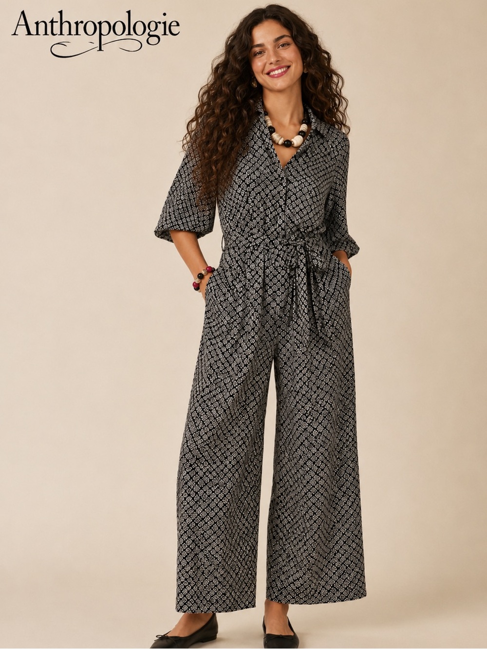 NWT Anthropologie Maeve Black & White Printed Jumper Size 8